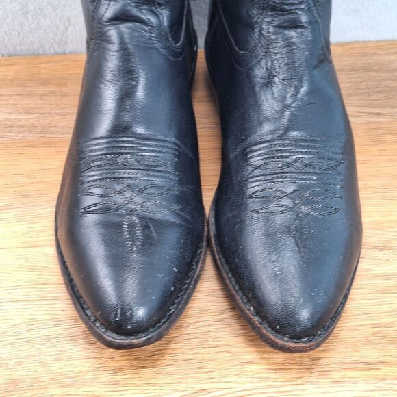 Jama Old West Men\'s 10D Slip-On Cowboy Boots Black Leather Embroidered Vintage main image 4